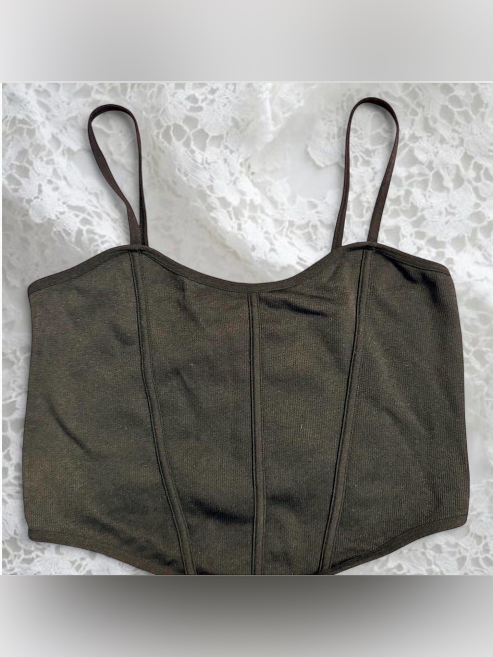 Garage Black Structured Spaghetti Corset Top